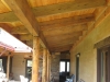 Douglas Fir Posts, Beams and Roof Decking, Jeffrey and Ponderosa Pine Joists and Beams, Western Hemlock Roof 2x6 T&G Roof Decking , Standing Dead Cedar and Pine Porch Posts.