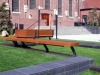 Indonesian Red Mahogany Benches (from monsoon blowdown) located at Jesse Square on Mission street between 3rd and 4th in front of the Jewish Museum San Francisco Parks and Recreation, Andy Maloney SF City Architect